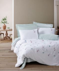 Комплект постельного белья с вышивкой Cotton Box Brode Saten 200×220 Ella Mint