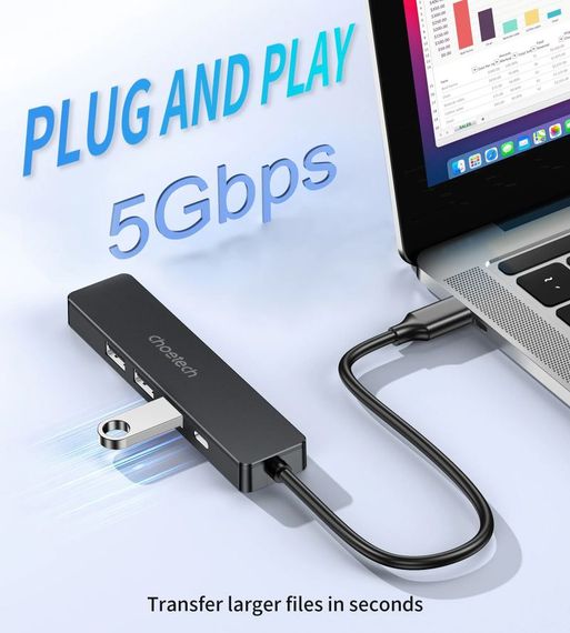 Адаптер Choetech HUB-M80-BK, USB Type-C 5-в-1 | Зображення 2