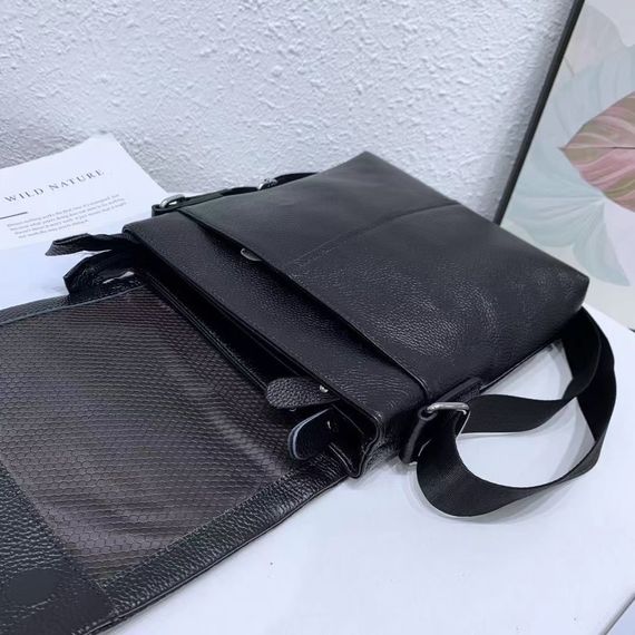 Шкіряна чоловіча сумка через плече м'яка чорна Tiding Bag 12977 | Зображення 3