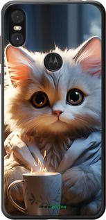 Чохол на Motorola One Білий кіт "5646t-1589-2448"
