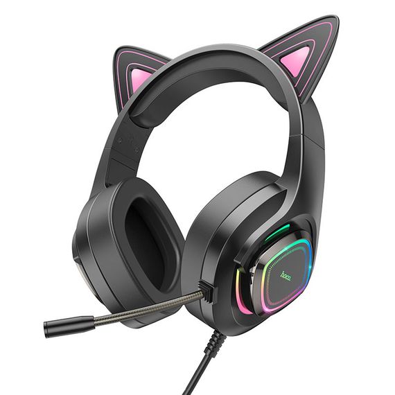 Накладные наушники Hoco W107 Cute cat (USB+3.5mm/2m) Phantom Cat | Зображення 1