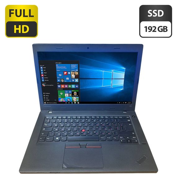 Ноутбук Б-клас Lenovo ThinkPad L460 / 14" (1920x1080) IPS / Intel Core i5-6200U (2 (4) ядра по 2.3 - 2.8 GHz) / 8 GB DDR3 / 192 GB SSD / Intel HD Graphics 520 / WebCam б/в