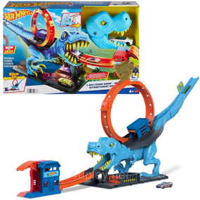 Трек Хот Вилс Сити Опасные существа Охота Тиранозавра Оригинал Hot Wheels City T-Rex Chomp Down