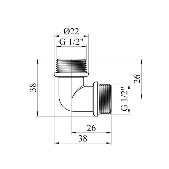 Кутник Karro 1/2" ЗЗ нікельований KR-3212 | Зображення 1