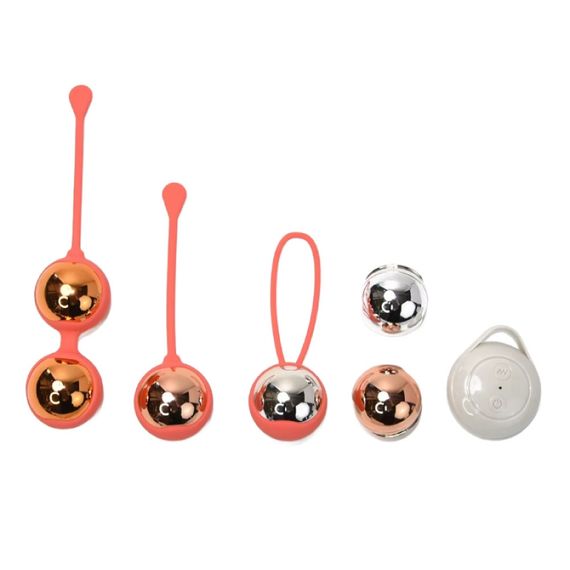 Набір вагінальних віброкульок Sweet Em з пультом, коралові, 3.35 х 16 см sexstyle