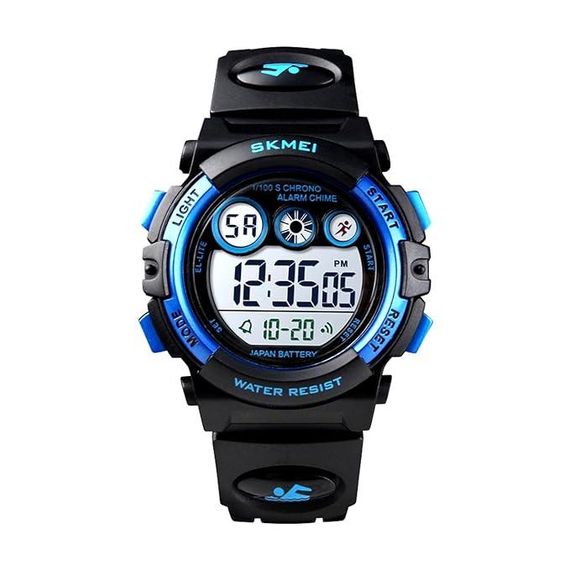 Детские электронные спортивные часы Skmei, водонепроницаемый, LED подсветка, секундомер, черные стильные часы