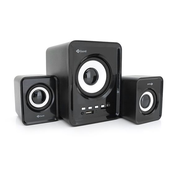 Колонки Kisonli U-2800BT, 5W+2x3W, USB/TF/BT/FM/AUX, із сабвуфером, DC: 5V, Black, BOX, Q30