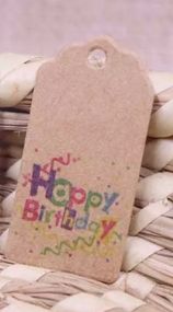 Бірка прямокутна  для декору подарунків "Happy Birthday"  100 (шт)