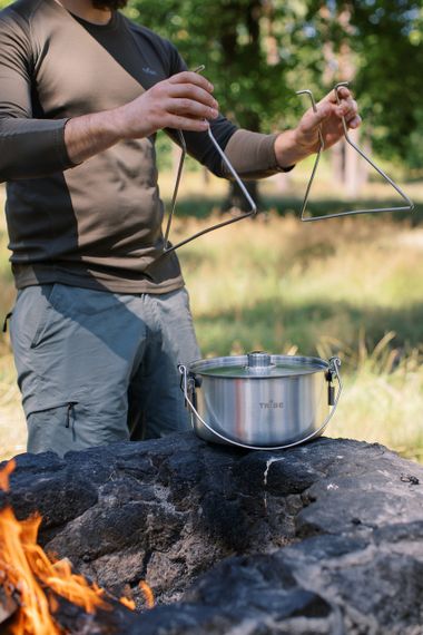 Казанок туристичний Tribe Fire Pot 5,4л сталевий великий, Похідний казан трайб з підставкою, Казанок для походу компанією | Зображення 5