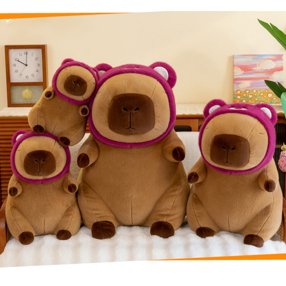 Плюшева Капібара в шапці ведмедика Лотсо, 41 см, іграшка подушка обіймашка капібара | Зображення 9