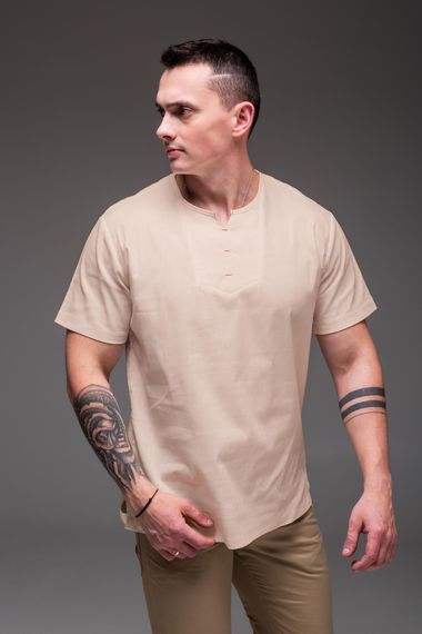 Мужская легкая льняная футболка RA2256 размер S, цвет бежевый