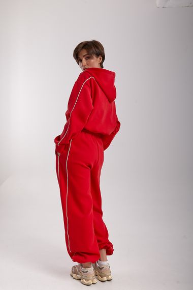 Вільний спортивний костюм з капюшоном - червоний цвет, M (є розміри) | Зображення 1