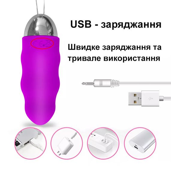 Віброяйце фіолетового кольору з пультом ДК (USB) | Зображення 5