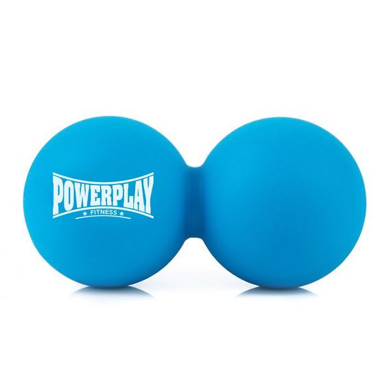Массажный двойной мяч силиконовый Паверплей PP-4355 Silicone Lacrosse Peanut Ball (6.3*12.6см.) Синий