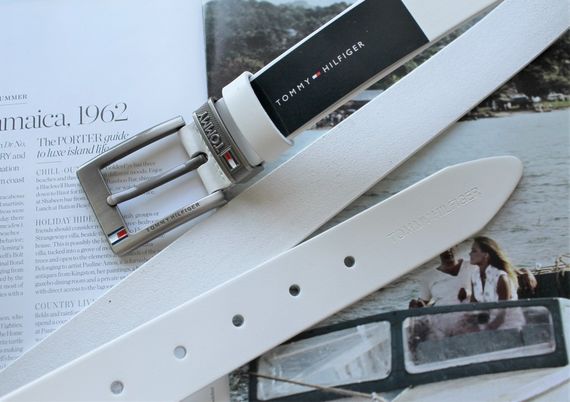 Мужской кожаный ремень Tommy Hilfiger white | Зображення 2