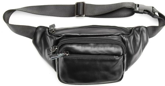 Сумка на пояс, бананка из натуральной кожи Tiding Bag черный