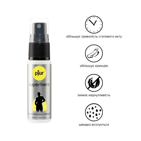 Спрей-пролонгатор pjur Superhero Performance Spray 20 мл, всотується в шкіру, природні компоненти | Зображення 1