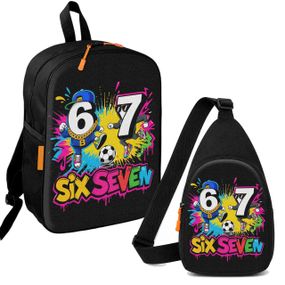 Набір 6-7,six seven 2 в 1: дитячий рюкзак + сумка-слінг, для хлопчика та дівчинки 7–9 років (6303)