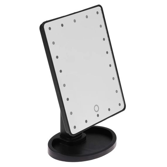 Дзеркало для макіяжу з підсвіткою (22x17 см), на батарейках та від USB, NJ-230, Чорне / Сенсорне настільне дзеркало | Зображення 7