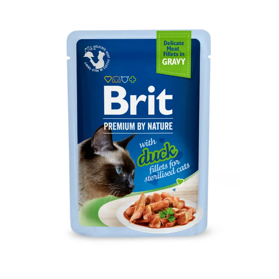 Вологий корм Brit Premium Delicate Fillets in Gravy Duck for Sterilised для стерилізованих котів, качка 85 г