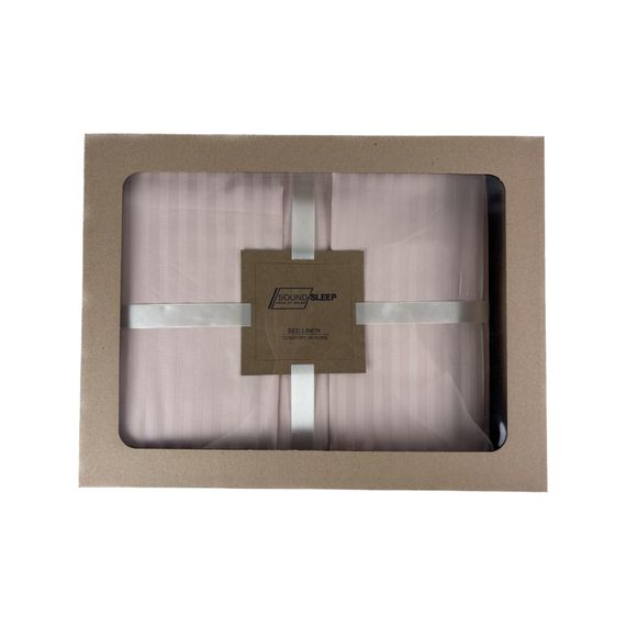 Комплект постільної білизни SoundSleep Stripe Pudra сатин-страйп євро 200х220 см пудровий (2251736513014) | Зображення 3