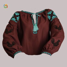 Рубашка Украинская вышиванка 287107 цвет коричневый размер L/XL