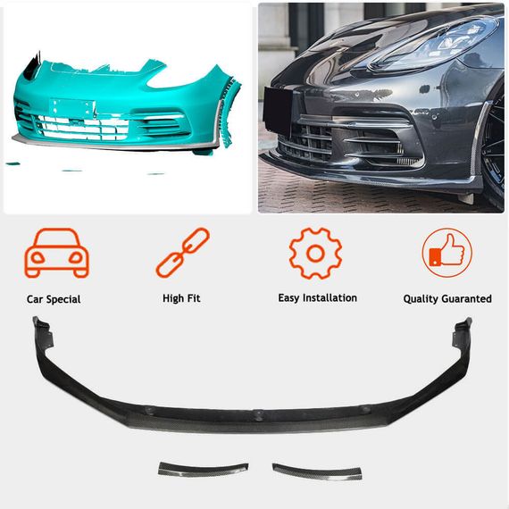Накладка на Передний Бампер Lip (2016-2020, Карбон) для Porsche Panamera | Зображення 1