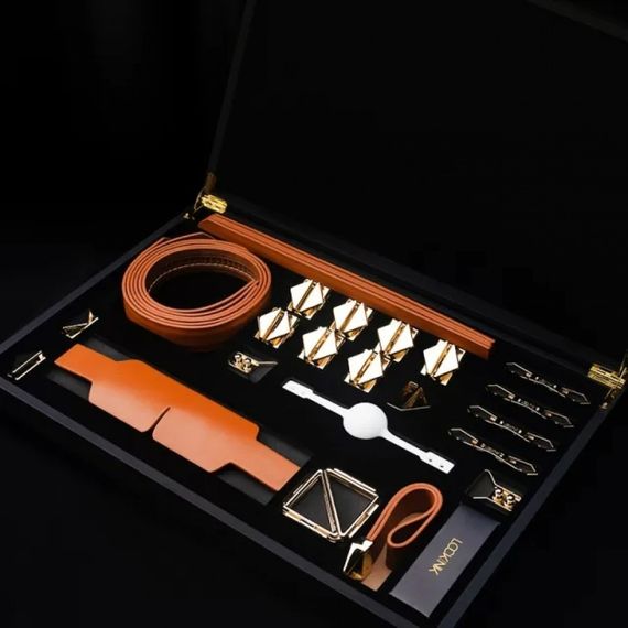 Набір девайсів для БДСМ Lockink, натуральна шкіра та метал, коричневий, 7 предметів | Зображення 4