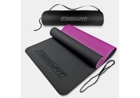 Килимок для йоги та фітнесу EasyFit TPE+TC 6 мм двошаровий + Чохол чорний з фіолетовим (EF-1924s-BV)
