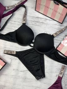 Комплект жіночої спідньої білизни Victoria's Secret Вікторія Сікрет. Чорна спідня білизна Victoria's Secret 85D