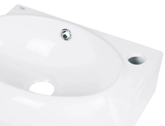 Комплект Qtap Leo: Раковина підвісна овальна права 430x285x160 мм White + Донний клапан PU02O (QT11115011RWN47333) | Зображення 4