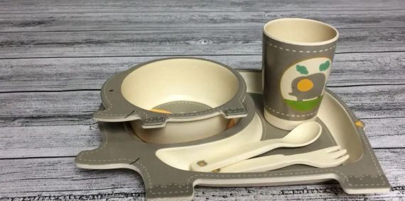 Набір дитячого посуду Слон з бамбукового волокна Eco Bamboo fibre kids set з 5 предметів | Зображення 2
