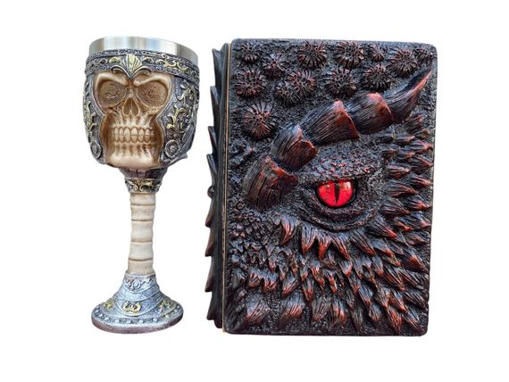 Подарунковий набір Келих 3D Череп у Шоломі та Блокнот 3D «Око Пламінного Дракона»