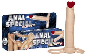 Кольцо с дилдо для стимуляции ануса (телесное) Sex Aura