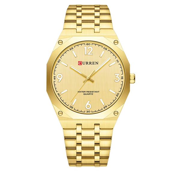 Чоловічий наручний годинник Curren 8504 Gold у золотистому корпусі з класичним дизайном