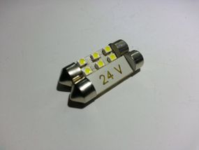 Світлодіодна Софітна Автолампи 24v T10, 36-38mm, 6pcs 3528 (36 Lm)