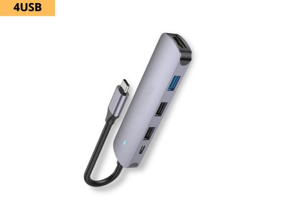 Док-станция Хаб USB переходник XPRO HB27 HDTV с входом Type-C серый (34381-01) | Зображення 1