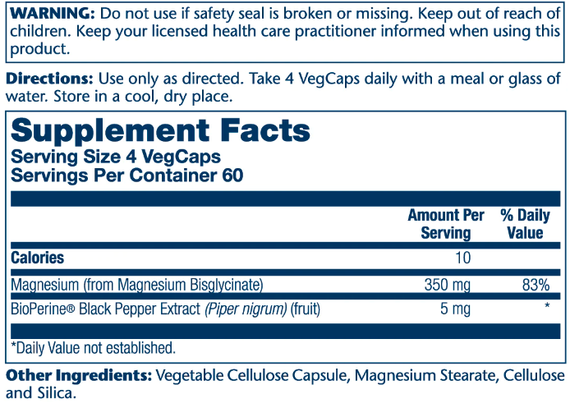 Magnesium Glycinate 350mg - 240 vcaps | Зображення 1