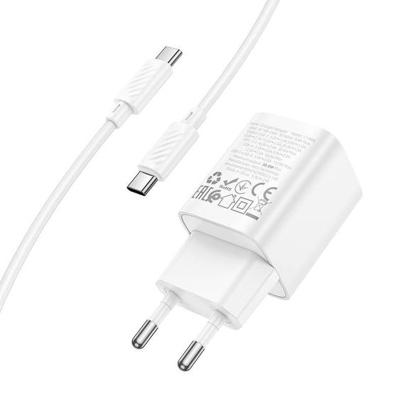 МЗП Hoco C149A Charm PD30W+QC3.0 (1USB-A/1C) + кабель Type-C to Type-C White | Зображення 3