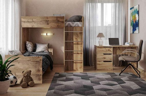 Детская кровать-комната чердак Bed Room 3 цвет Дуб Тахо, выбор цвета корпуса и фасадов | Зображення 2