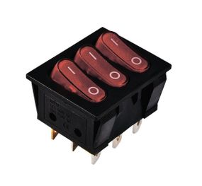 Перемикач KCD2-3101N R R R/B 220V 3 клавіші червоні з підсвічуванням Ny95500821