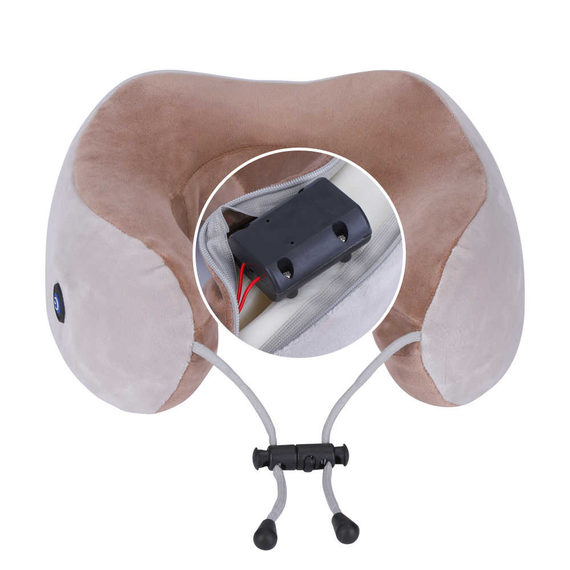 Массажная подушка для шеи с памятью U-Shaped Upgrade Vibration Pillow от батареек | Зображення 4