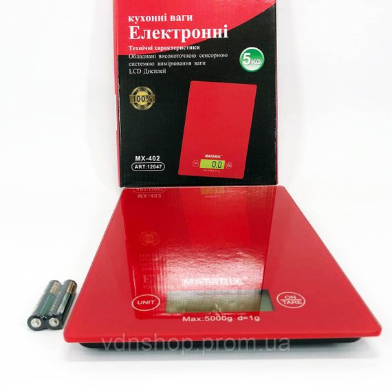 Ваги кухонні в подарунок Matarix MX-402 5 кг, Ваги для їжі кухонні з плоскою поверхнею UE-42 | Зображення 2