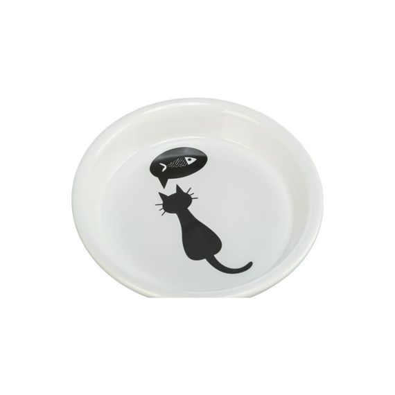 Миска Trixie для котів біла з чорним котиком керамічна 250 мл d-13 см
