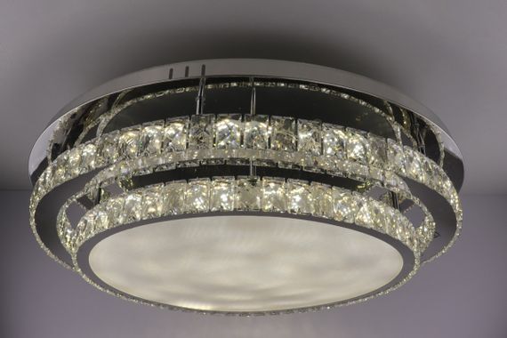 Люстра стельова кришталева LED з пультом 25671 Хром 18х80х80 см. | Зображення 3