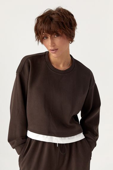 Теплий спортивний костюм з контрастним нижнім шаром - темно-коричневий цвет, M/L (є розміри) | Зображення 2