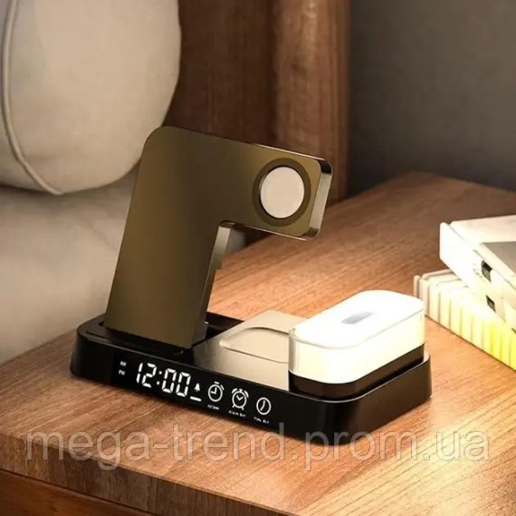 Бездротова зарядка Qi 4in1 Wireless Charger Бездротова зарядка 4в1 док-станція зарядка для телефону | Зображення 5