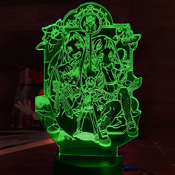 Акриловый светильник-ночник Ханако Кун Три Хранителя часов зеленый tty-n001585