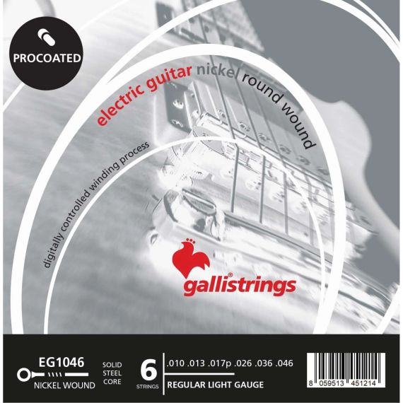 Струни для електрогітари Gallistrings EG1046 (.010-.046), ProCoated, REGULAR LIGHT SPECIAL, Steel/Nickel