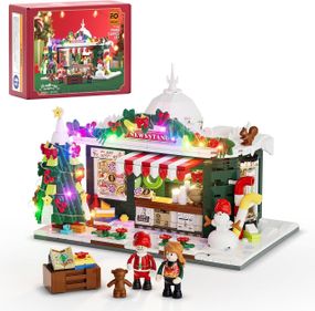 Конструктор Різдвяний газетний кіоск зі світлодіодною підсвіткою, набір будівельних блоків — Місто, Різдво